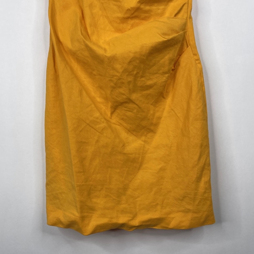 ZARA Linen Blend Draped Mini Dress Tangerine Size XS - Picture 9 of 13